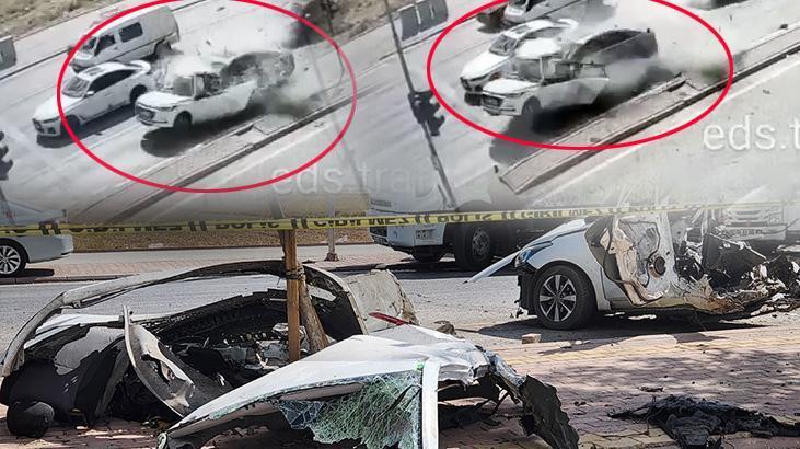 Kırmızı ışıkta bekleyen otomobil ikiye ayrıldı! Konya’dan dehşete düşüren görüntü