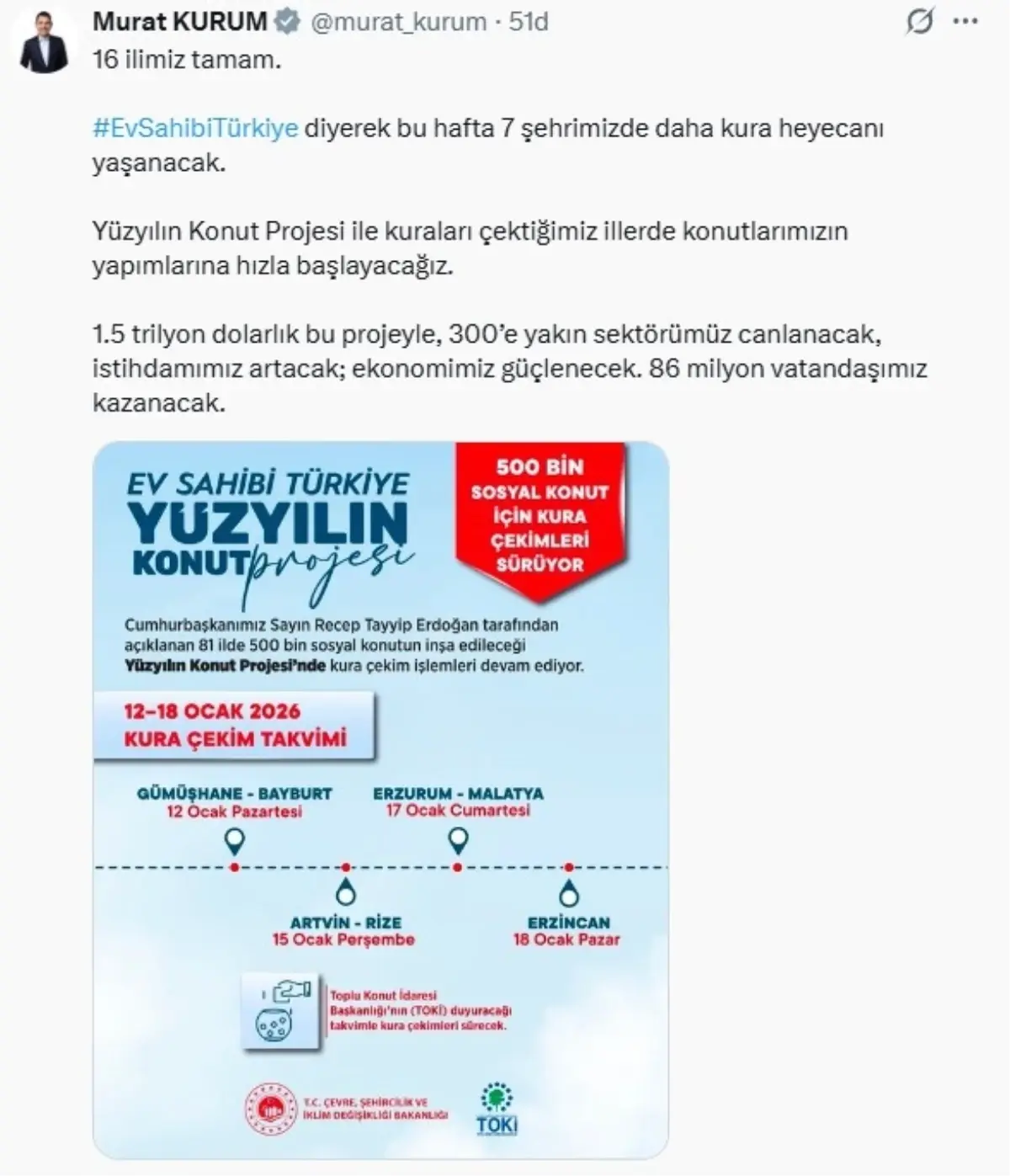 Yüzyılın Konut Projesi’nde Kura Heyecanı
